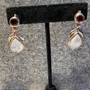 Moonstone and garnet earrings